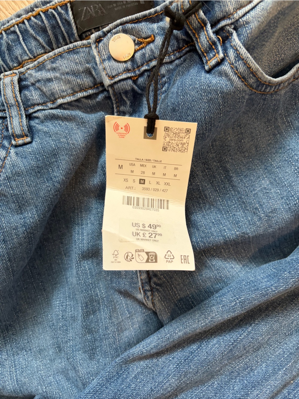 Zara High-Rise Light Blue Denim Jeans